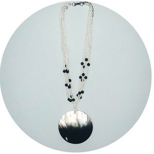 Black Ivory Disc Beaded Necklace & Earring Set NEW WITH TAGS